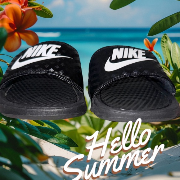 NIKE swoosh ❤️wm8 black women’s padded sandals flip flops size 8 - Picture 3 of 10